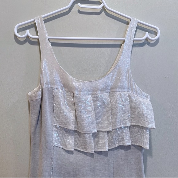 Badgley Mischka Linen Sequin Dress - Picture 3 of 12